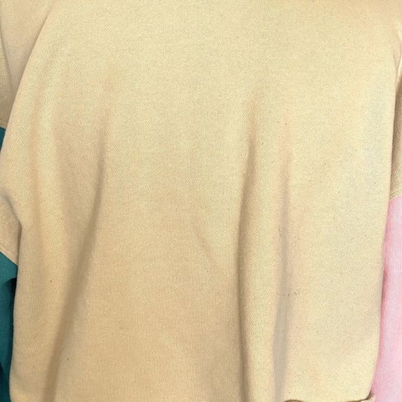 Forever 21 Sweatershirt Womens Size Medium Crop Cut Color Block Long Sleeve - Picture 6 of 13